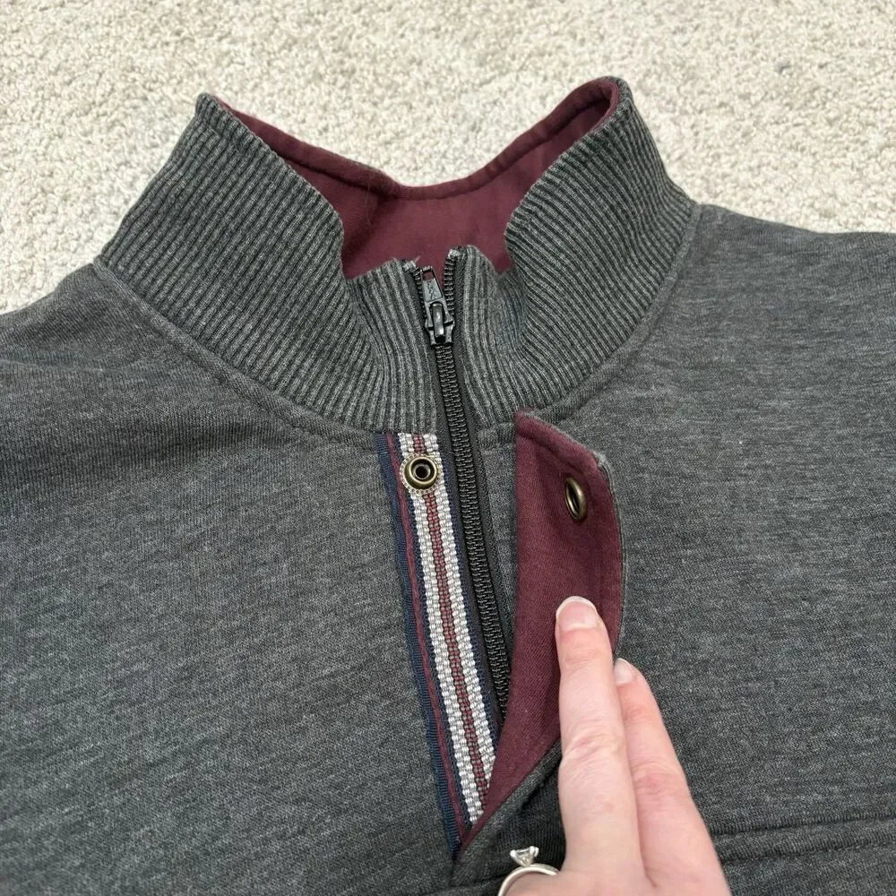 Orvis Sweatshirt Mens L Gray Fleece 1/4 Zip Mock Neck Pullover Casual Outdoor